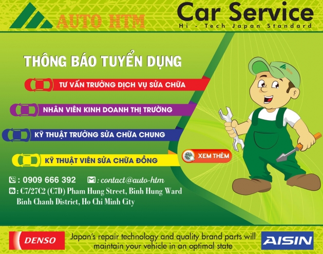 THÔNG TIN TUYỂN DỤNG NHÂN SỰ DỊCH VỤ Ô TÔ CON 07/2021